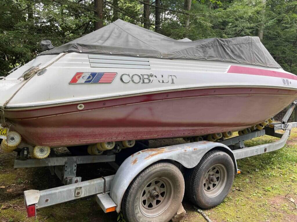 1991 Cobalt 21 foot boat with dual axle trailer at Deep Creek Lake, MD