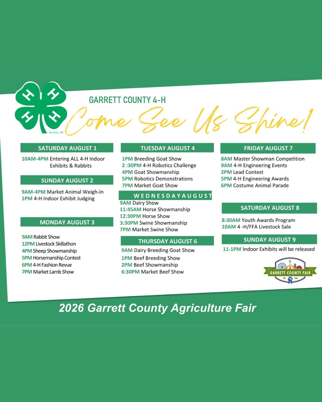 2026 Garrett County Agricultural Fair