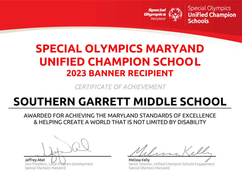 All Four Secondary Schools in GCPS have been Recognized as Unified Champion Schools by Special Olympics Maryland (3) at Deep Creek Lake, MD