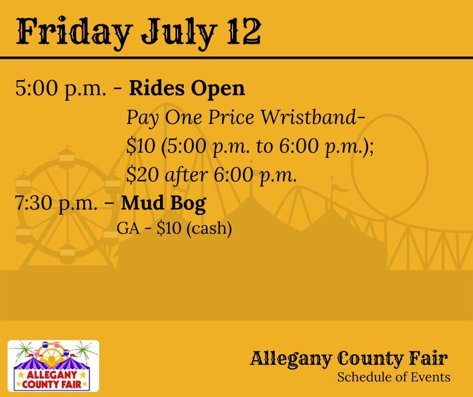 Allegany County Fair Schedule (Day 1) at Deep Creek Lake, MD