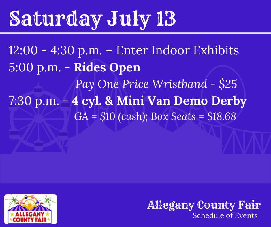 Allegany County Fair Schedule (Day 2) at Deep Creek Lake, MD