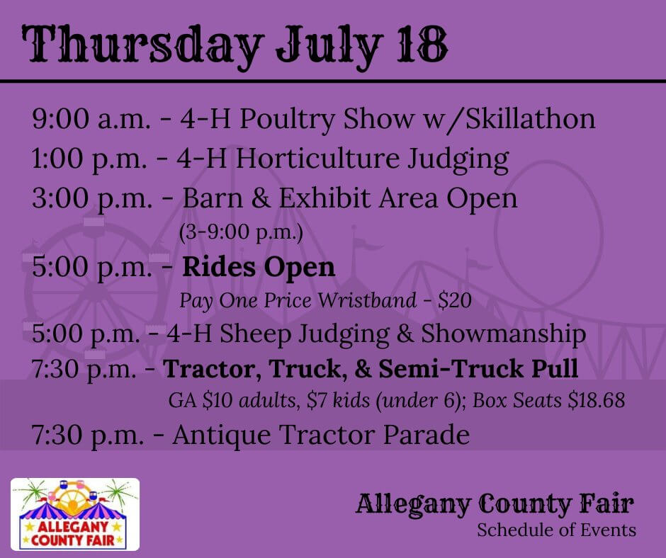 Allegany County Fair Schedule (Day 7) at Deep Creek Lake, MD