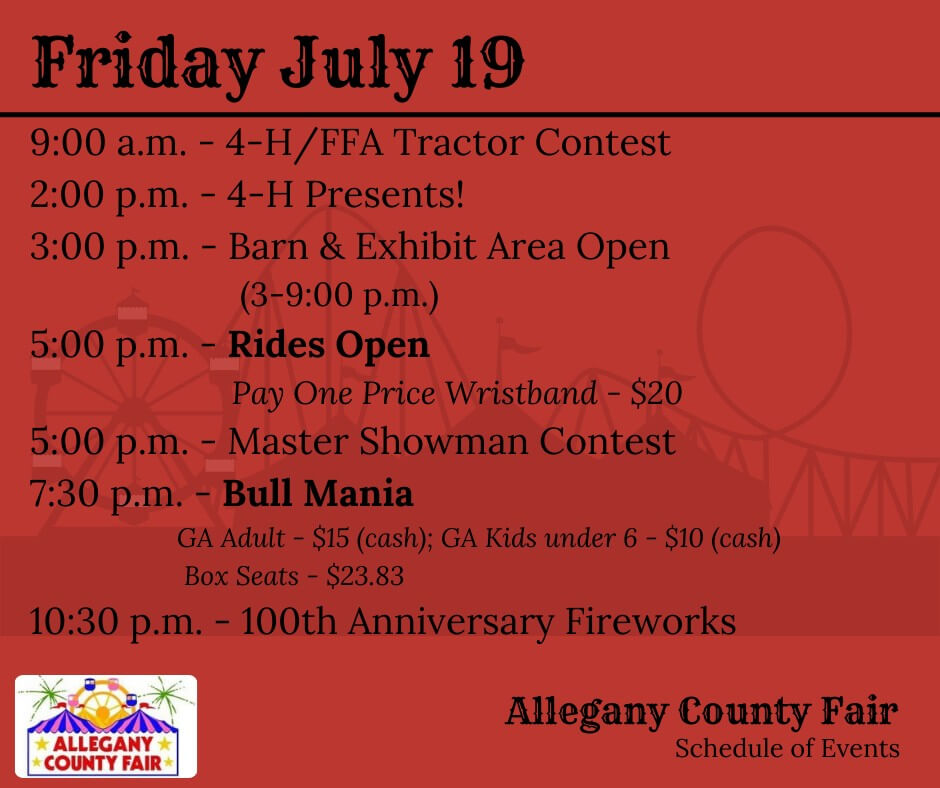 Allegany County Fair Schedule (Day 8) at Deep Creek Lake, MD