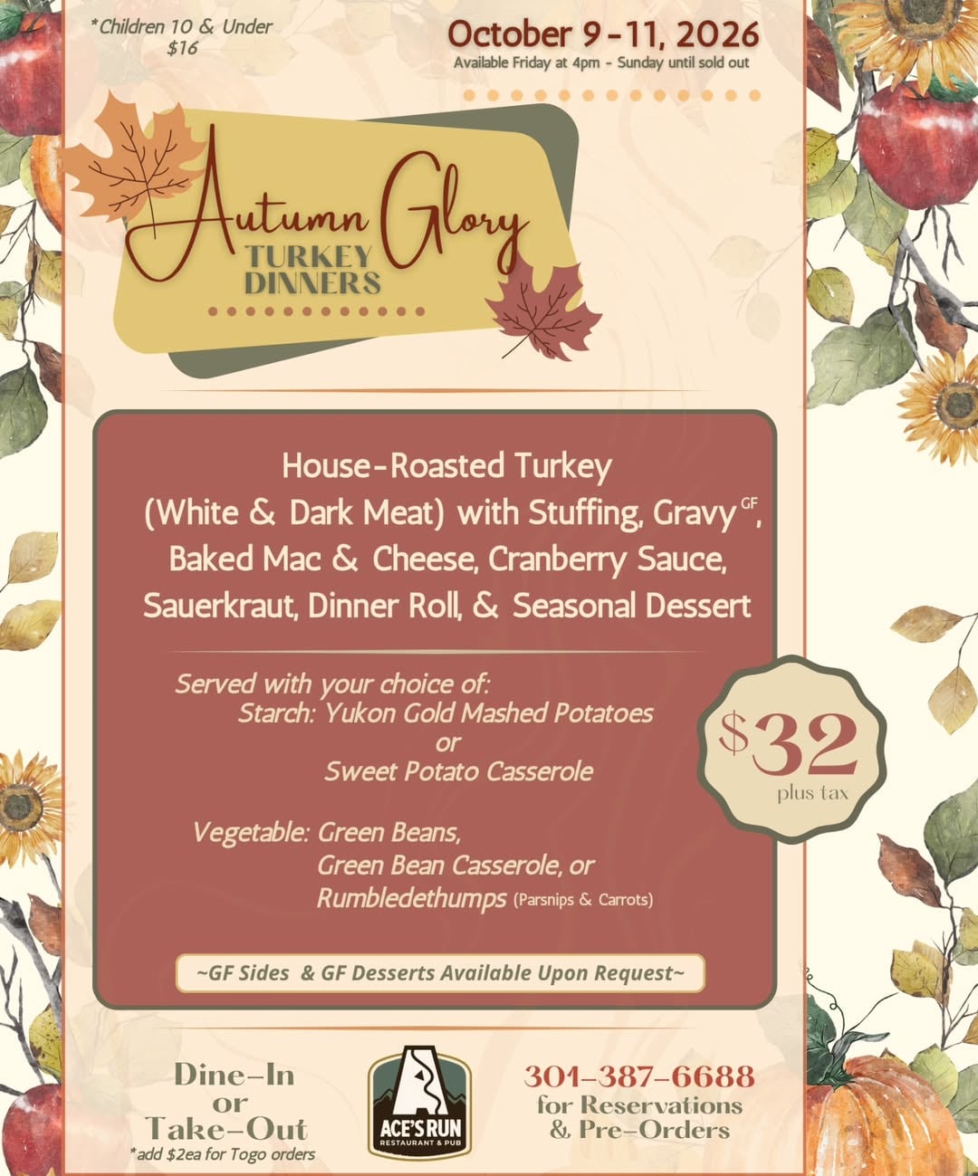 Autumn Glory Turkey Dinners at Ace’s Run