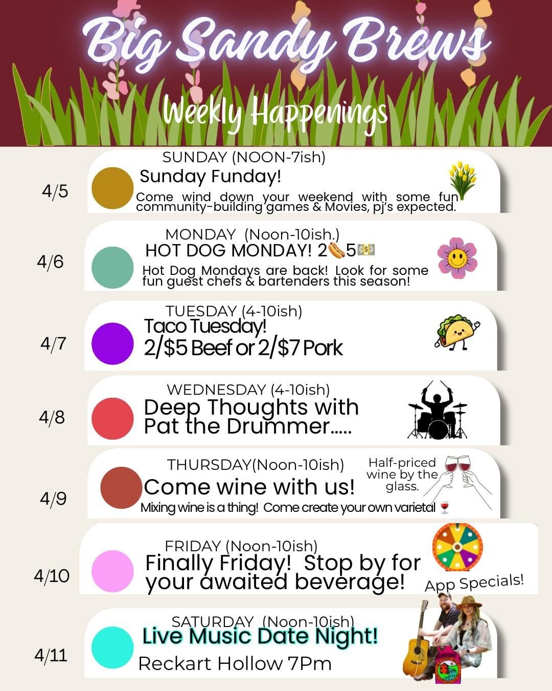 Big Sandy Brews Weekly Happenings (April 5-11)
