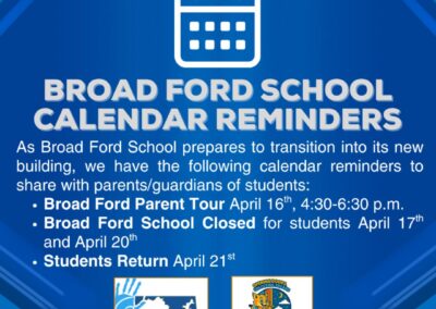 Broad Ford School Calendar Reminders
