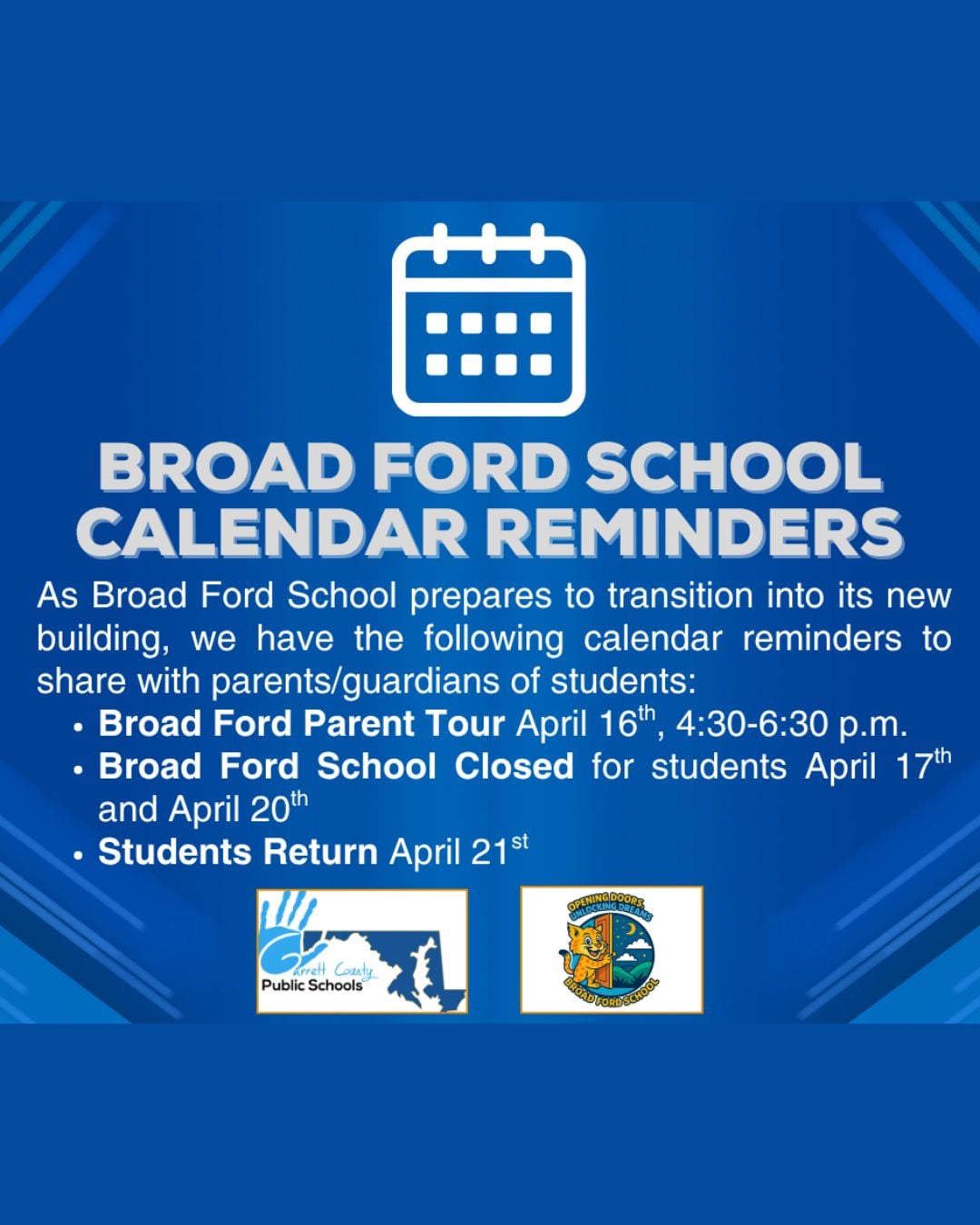 Broad Ford School Calendar Reminders Broad Ford School Calendar Reminders