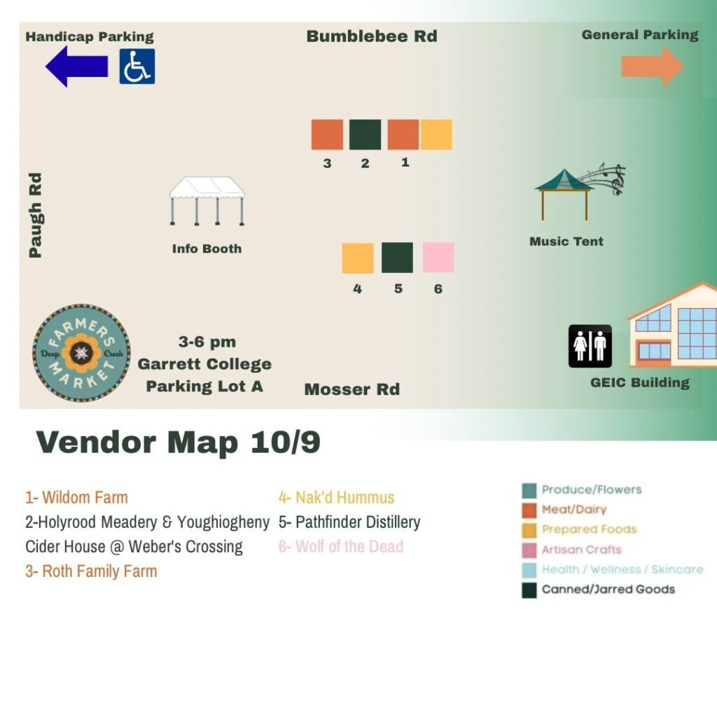 Deep Creek Farmers Market 10/09 Vendor Map