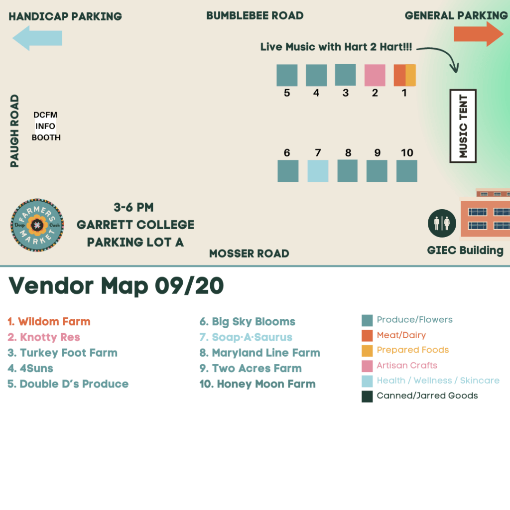 Deep Creek Farmers Market Season 2024 (Vendor Map 09/20) at Deep Creek Lake, MD