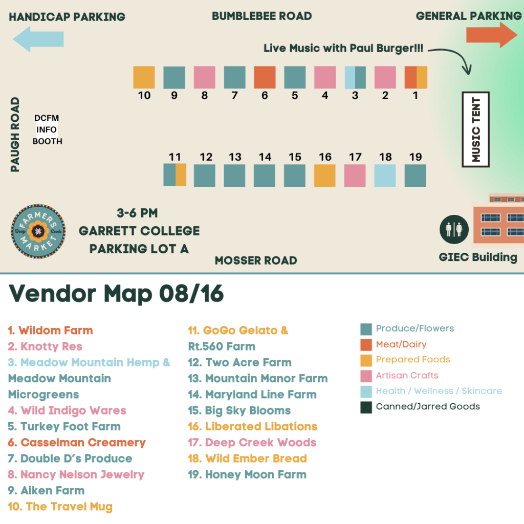 Deep Creek Farmers Market Season 2024 (Vendor Map) at Deep Creek Lake, MD