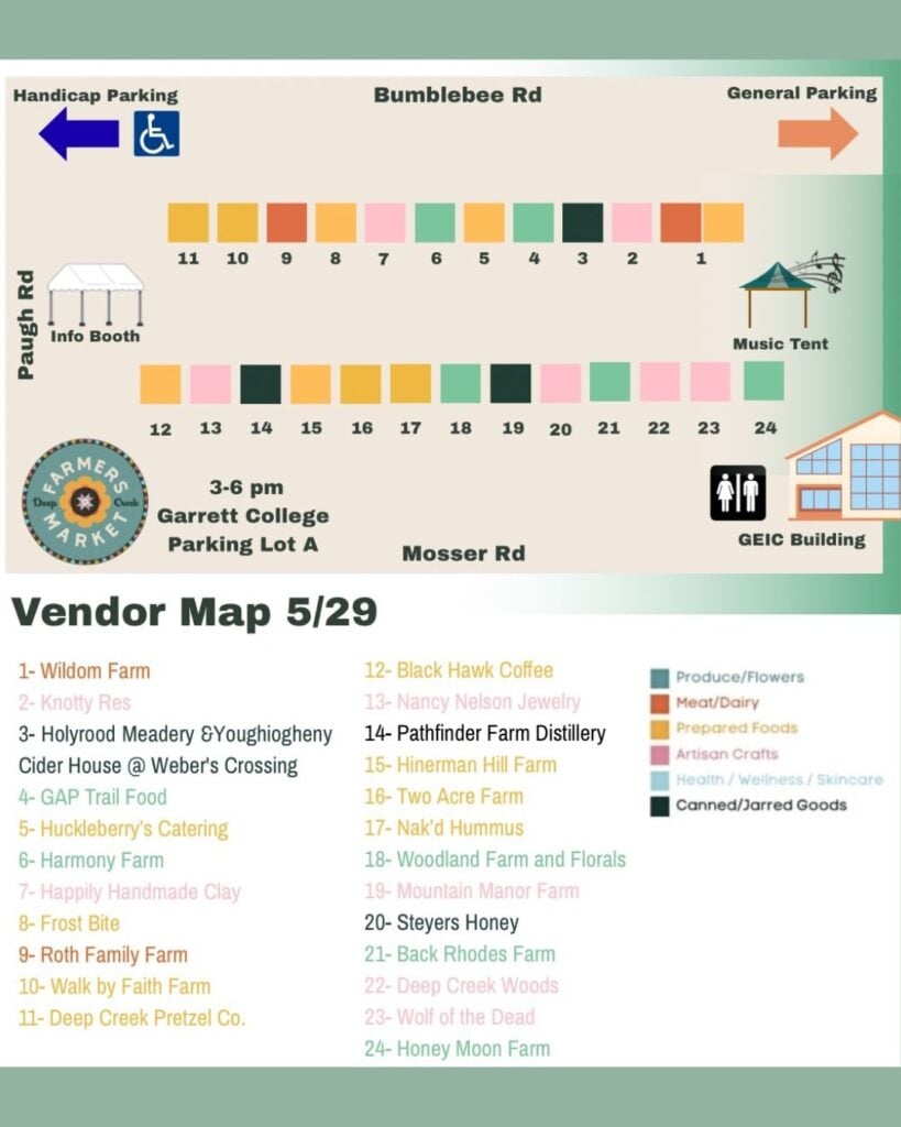 Deep Creek Farmers Market (Vendor Map 05/29)