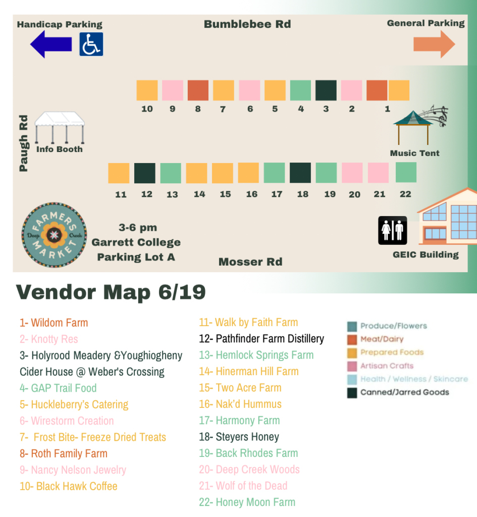Deep Creek Farmers Market Vendor Map (06/19/26)