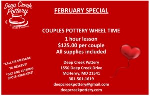 Deep Creek Pottery February Special at Deep Creek Lake, MD