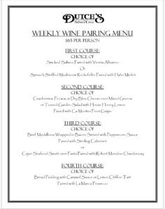 Dutch's At Silver Tree - Weekly Pairing Menu