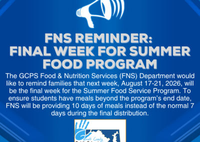 Final Week of Public Schools Summer Food Service Program