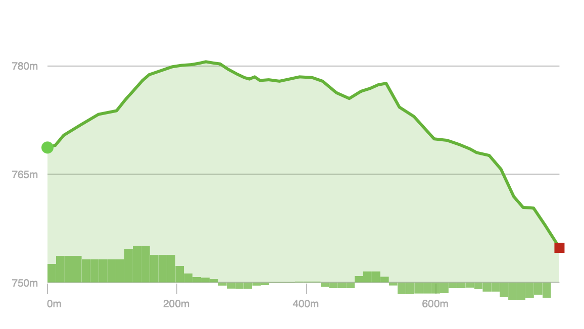 Elevation Profile - Yellow Trail (Fork Run Recreation Area)