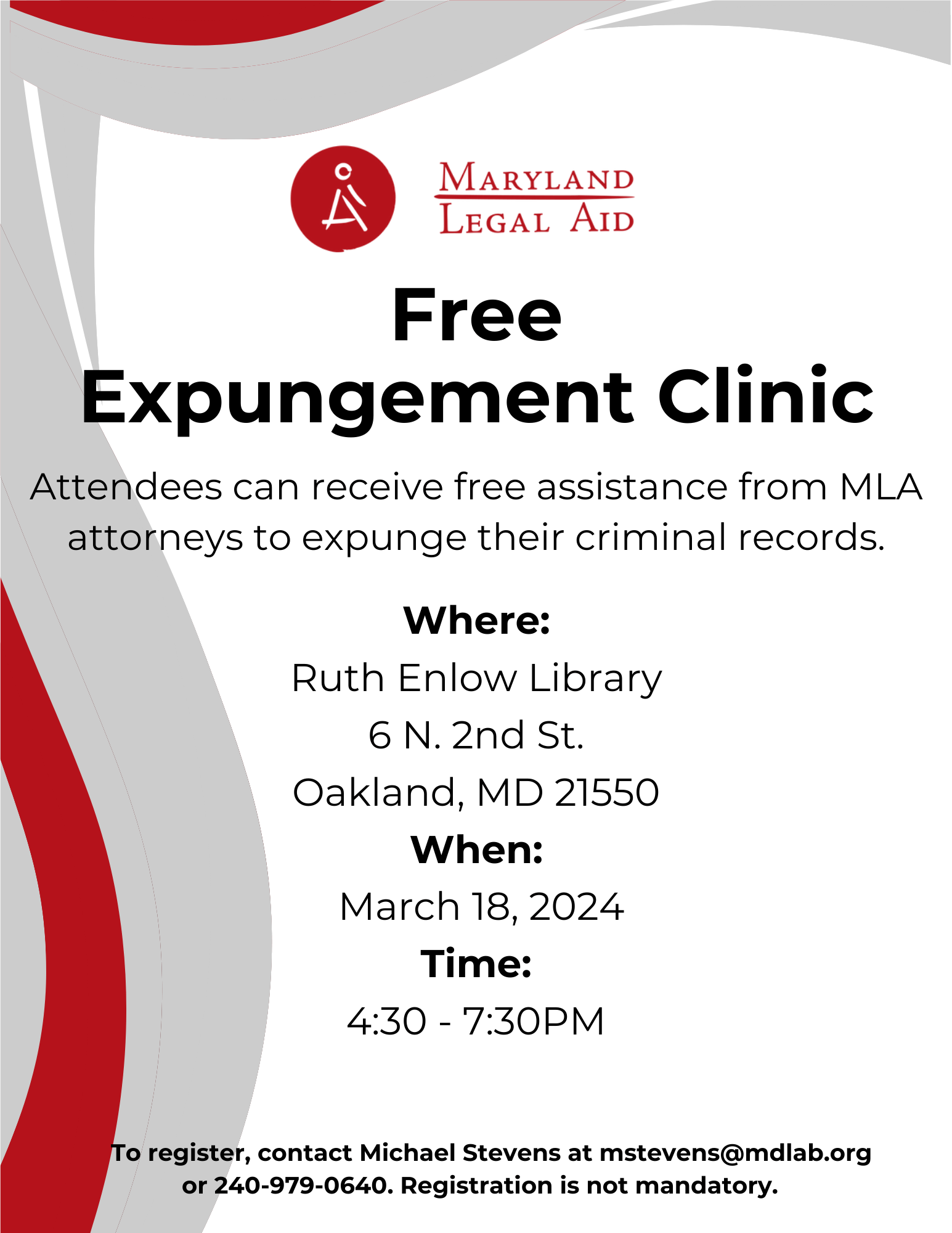 Free Expungement Clinic at Deep Creek Lake, MD
