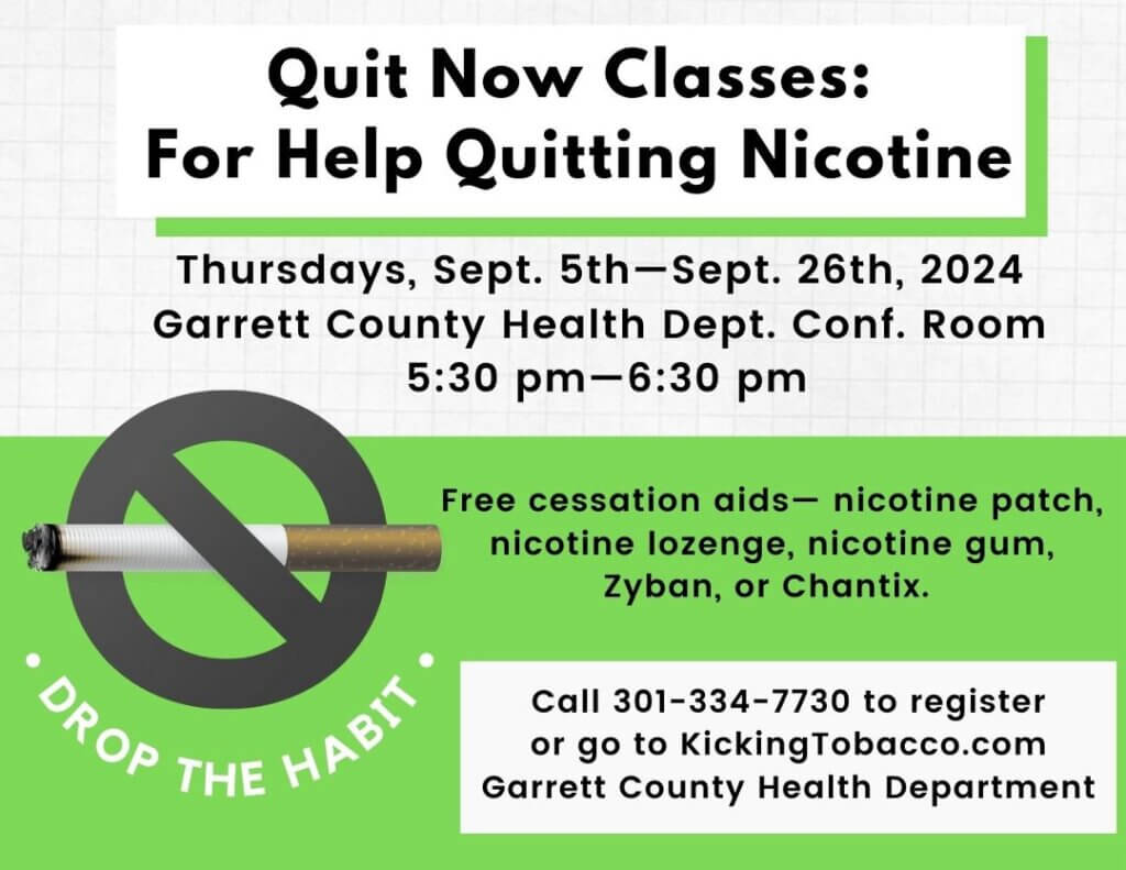 Free Tobacco Cessation Classes Scheduled in Garrett County for Fall 2024 (Deep Creek Lake, MD)