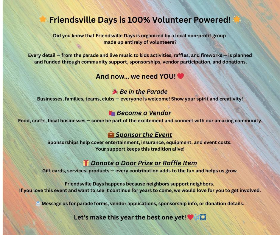 Friendsville Days Details