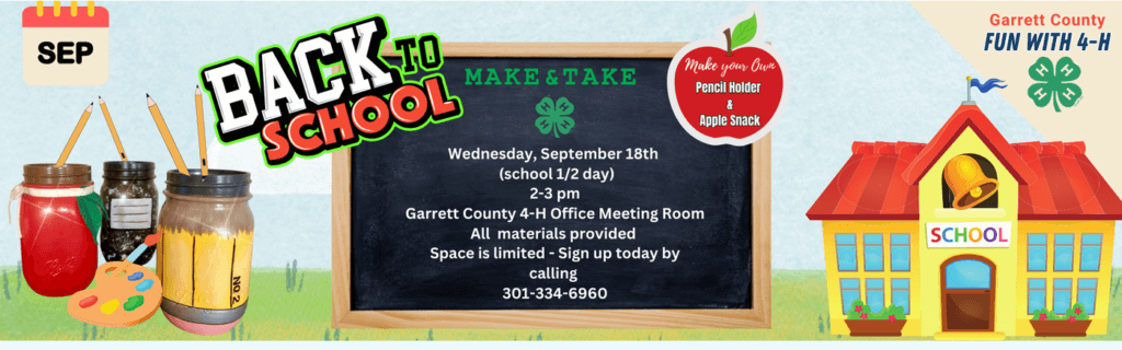 Fun with 4-H:Back To School Class Offered (Deep Creek Lake, MD)