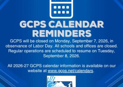 GCPS Calendar Reminder: GCPS Closed on Labor Day