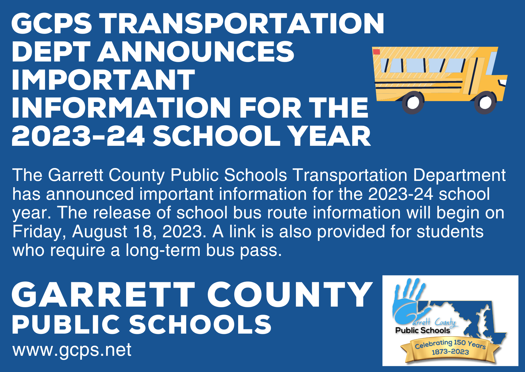 GCPS Transportation Department Announces Important Information for the