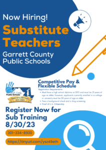 GCPS to Host Substitute Teacher Training Session on August 30, 2023 at Deep Creek Lake, MD