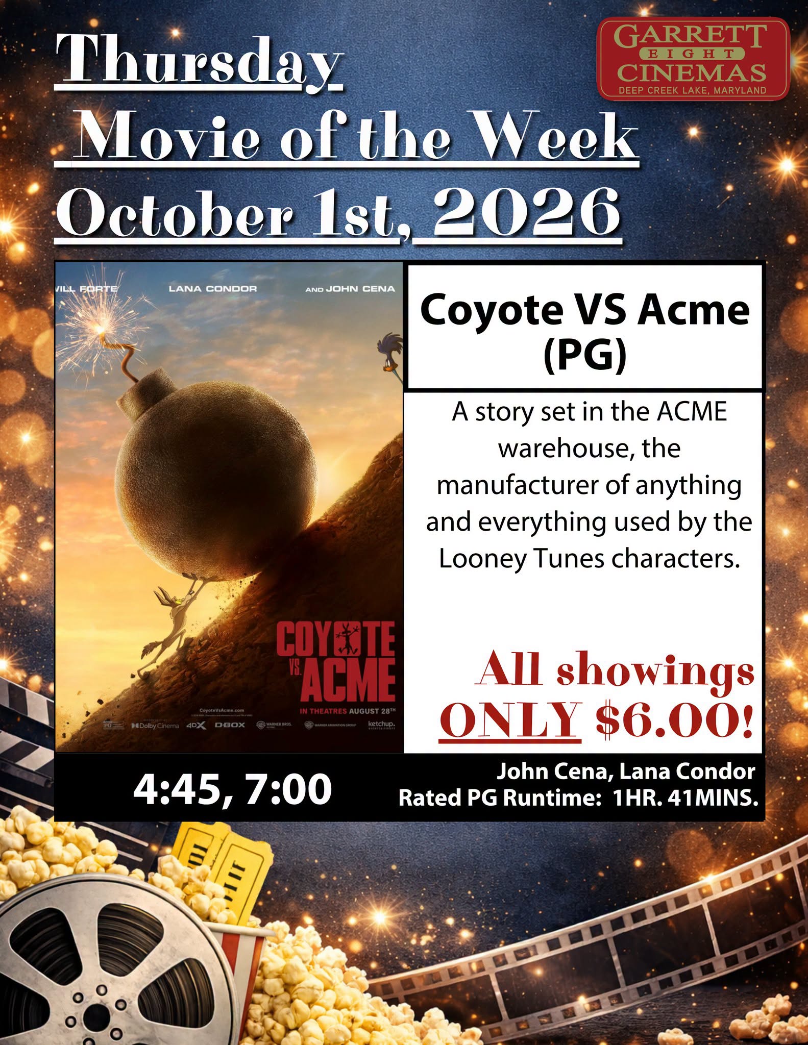 Garrett 8 Cinemas' Movie of the Week - Coyote vs. ACME (100126)