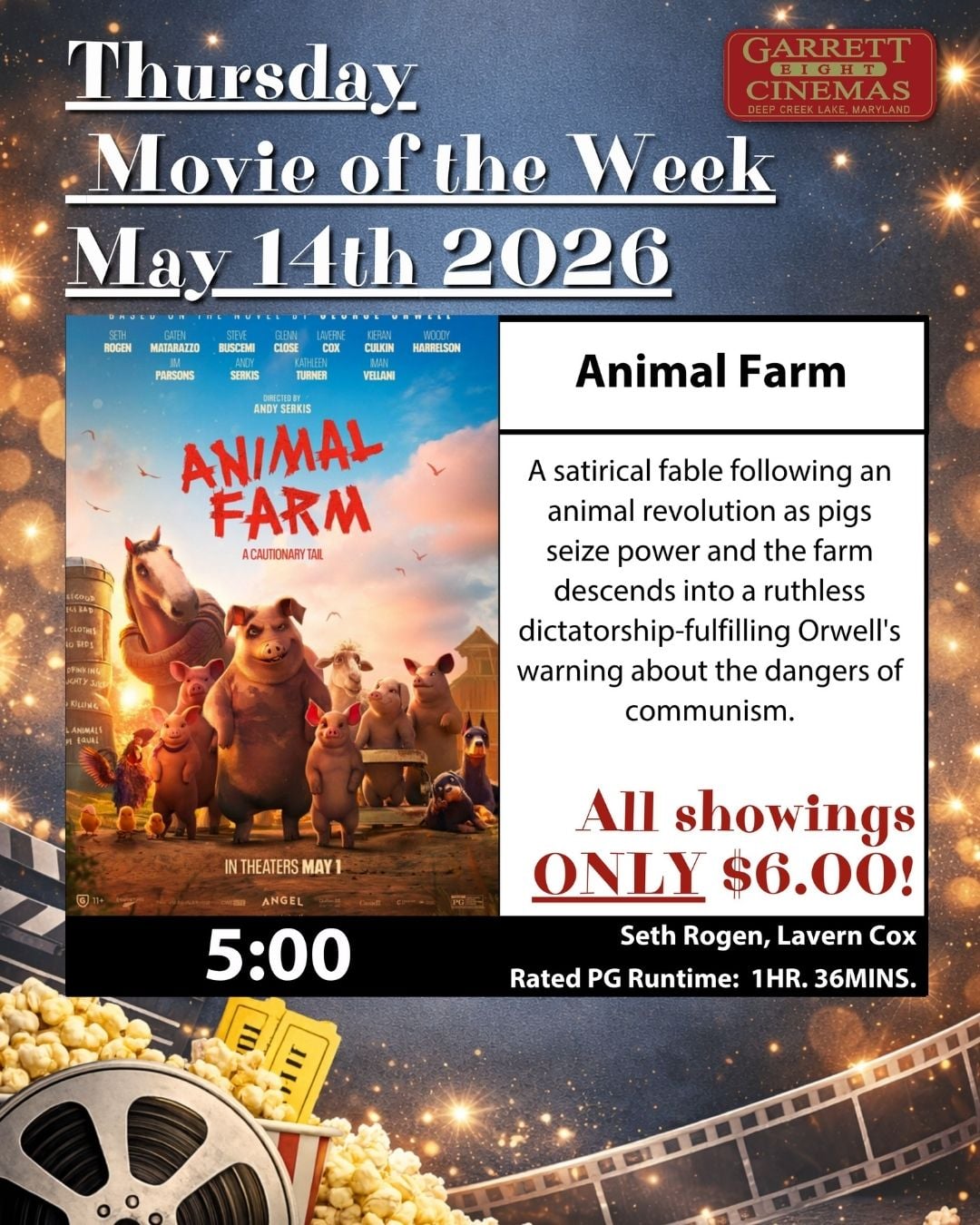 Garrett 8 Cinemas’ Thursday Movie of the Week Animal Farm