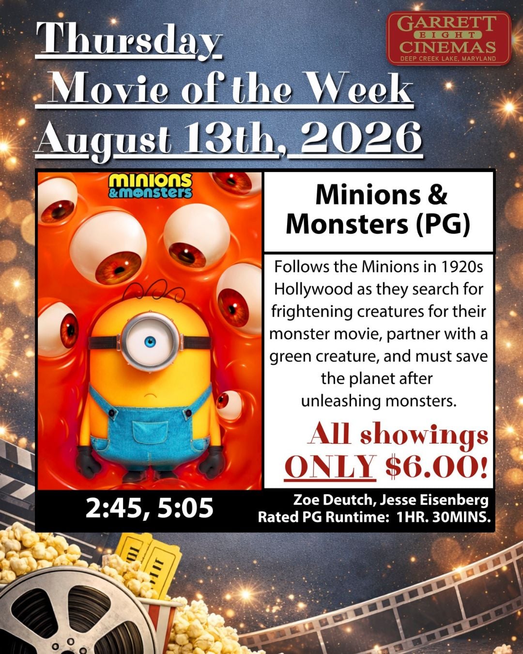 Garrett 8 Cinemas' Thursday Movie of the Week Minions & Monsters