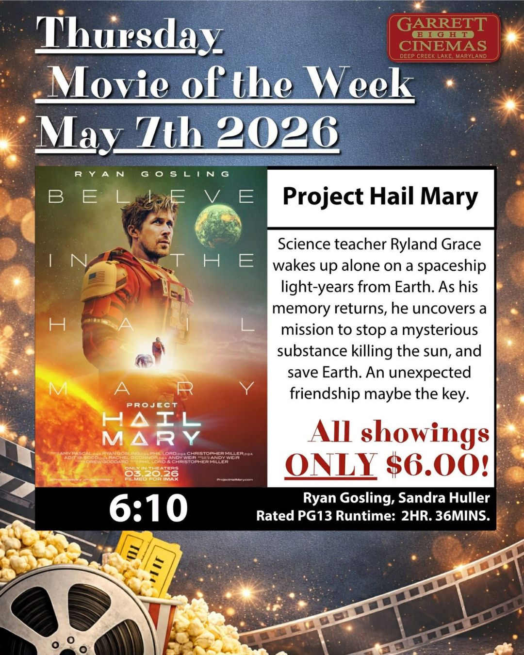 Garrett 8 Cinemas’ Thursday Movie of the Week: Project Hail Mary