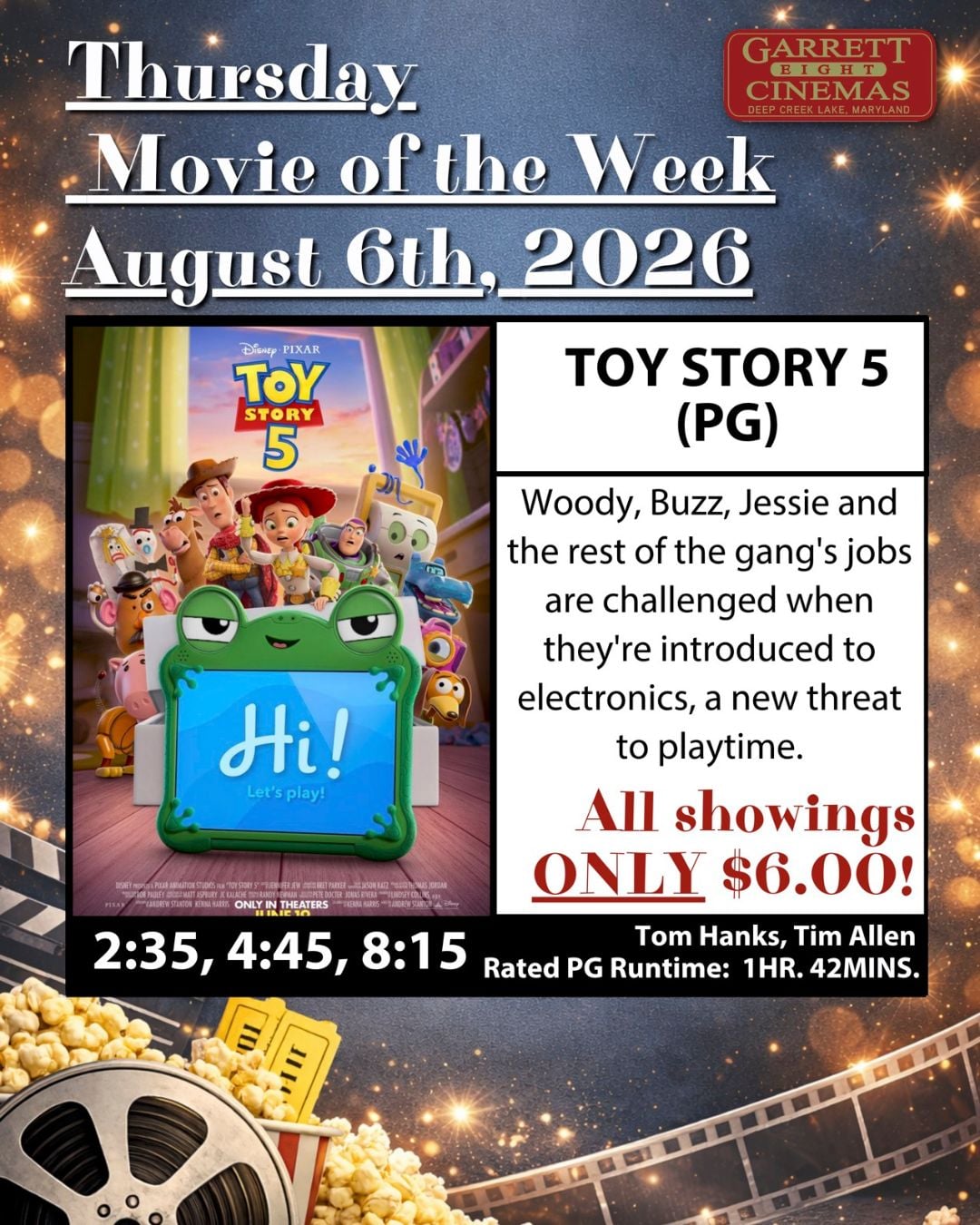 Garrett 8 Cinemas’ Thursday Movie of the Week Toy Story 5