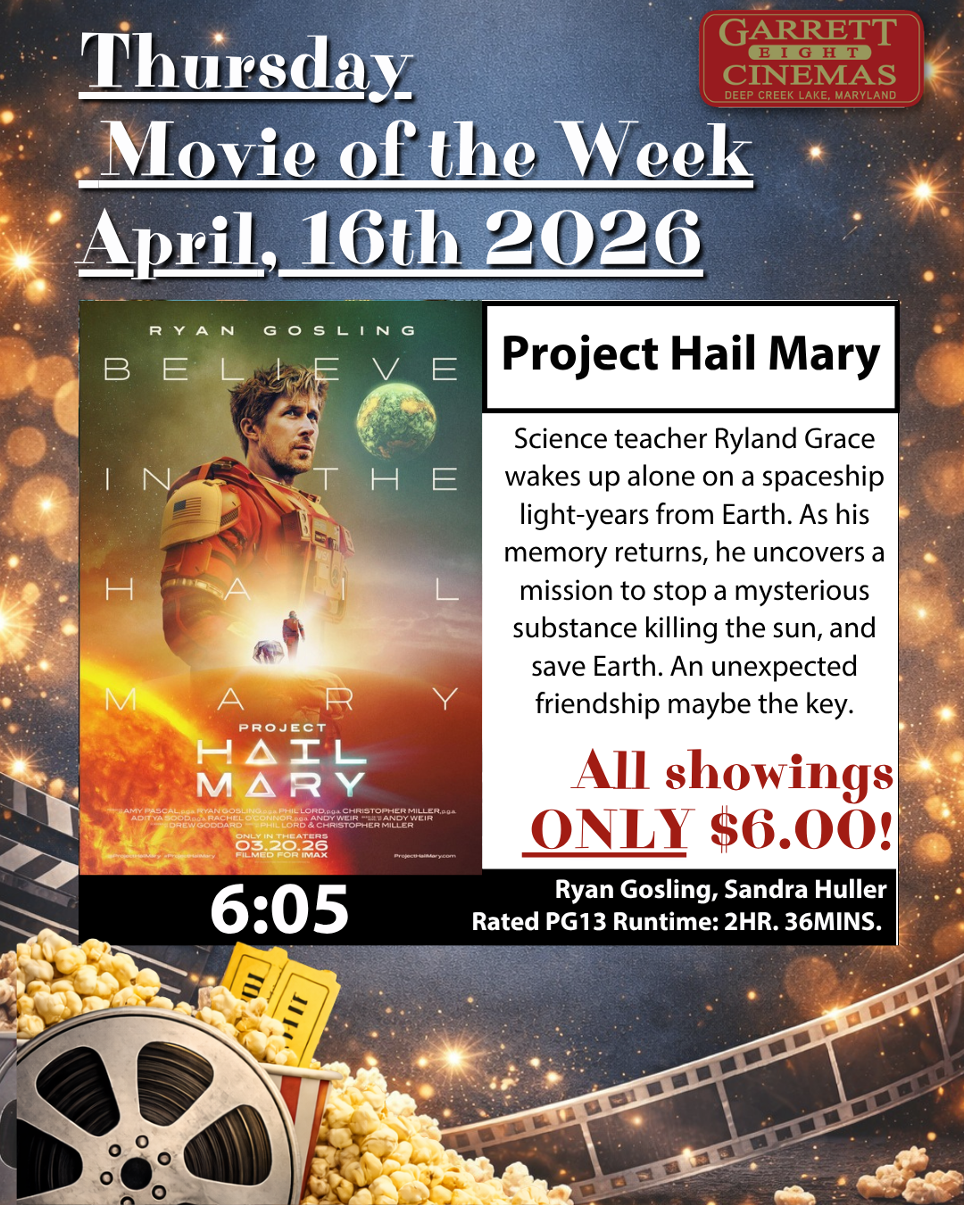 Garrett 8 Cinemas’ Thursday Movie of the Week: Project Hail Mary