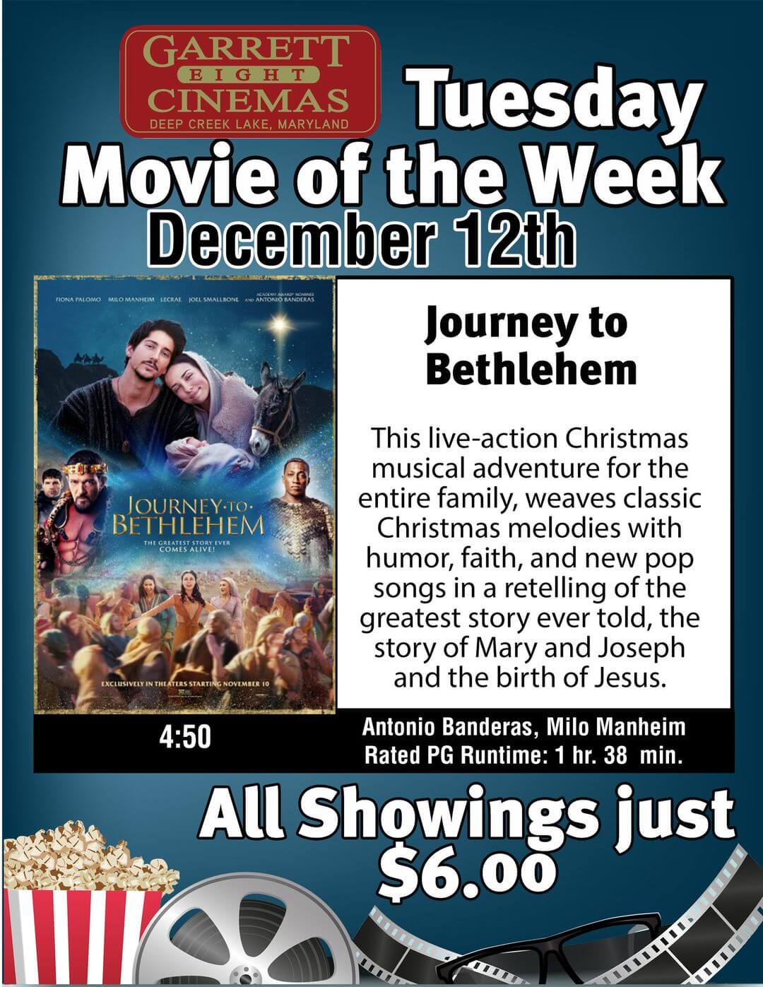 Garrett 8 Cinemas' Tuesday Movie of the Week: Journey to Bethlehem at Deep Creek Lake, MD