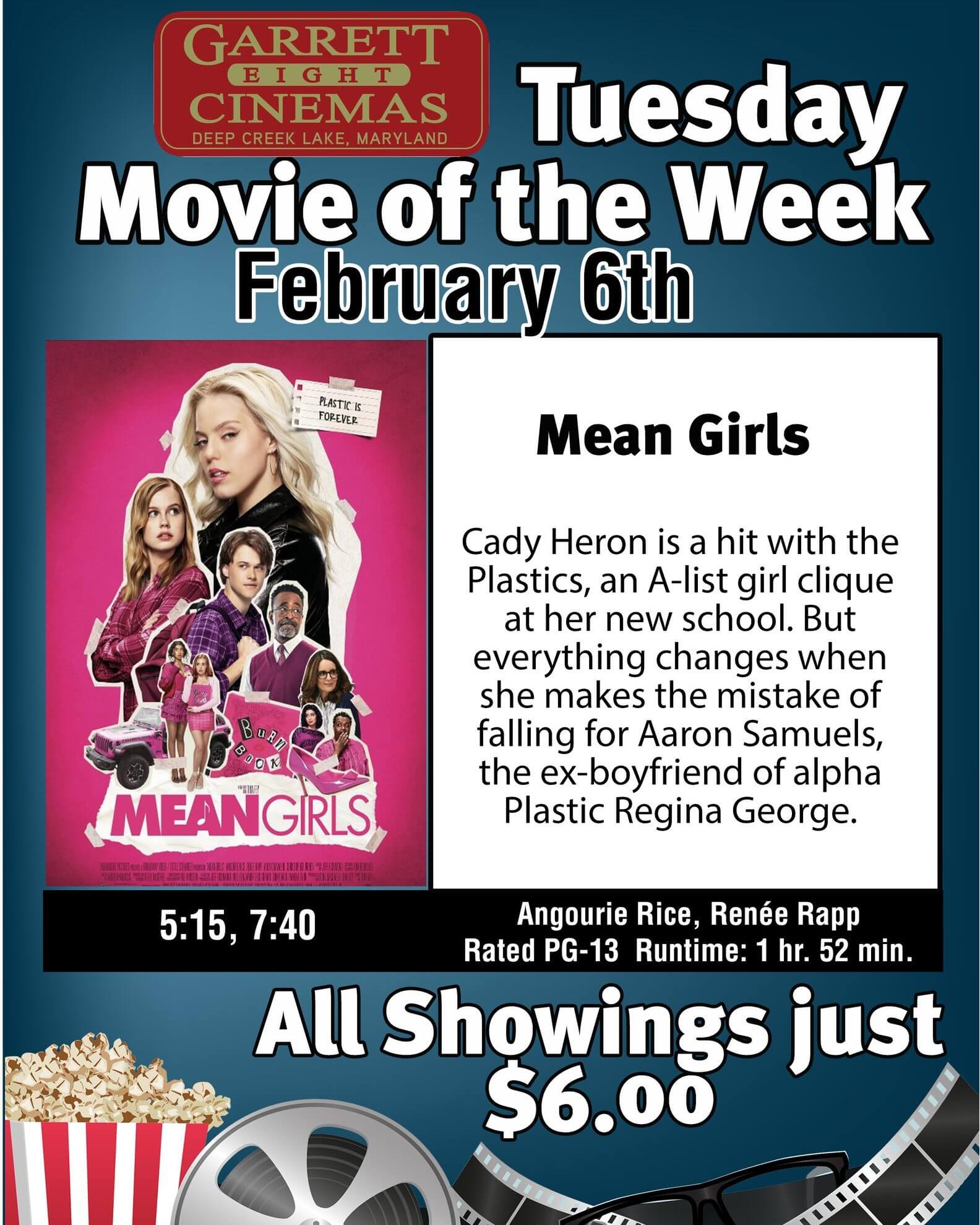 Garrett 8 Cinemas: Tuesday Movie of the Week (Mean Girls) at Deep Creek Lake, MD