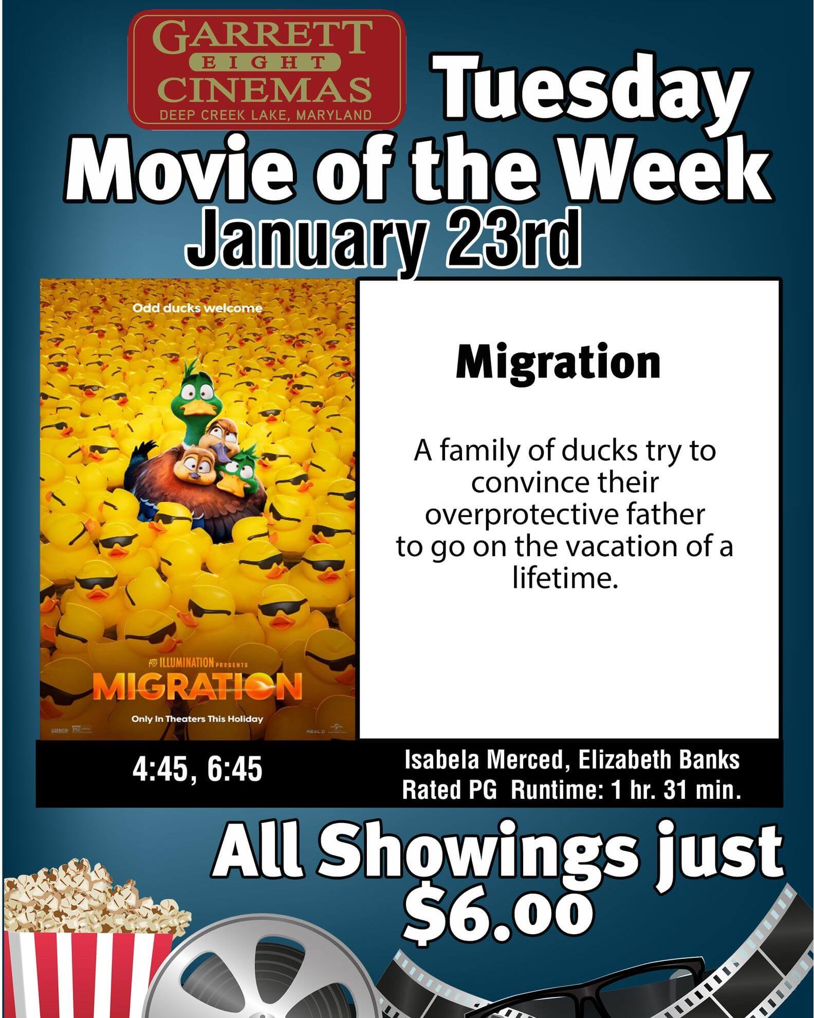 Garrett 8 Cinemas' Tuesday Movie of the Week: Migration at Deep Creek Lake, MD