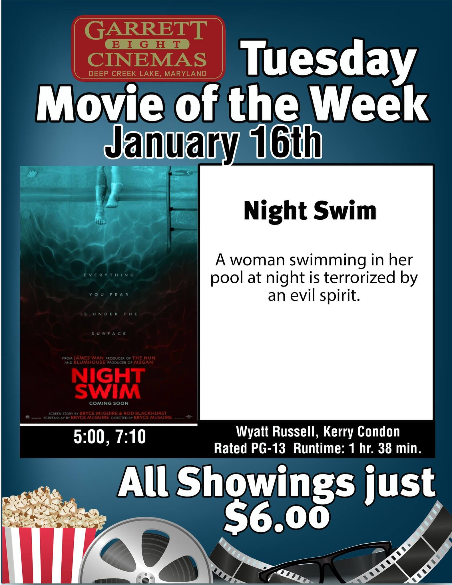 Garrett 8 Cinemas' Tuesday Movie of the Week: Night Swim at Deep Creek Lake, MD