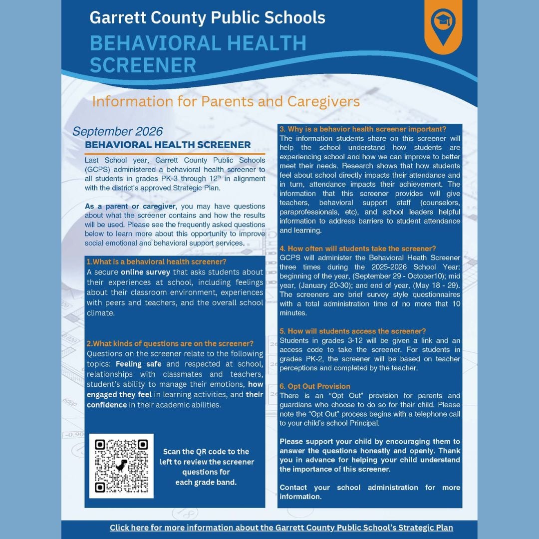 Garrett County Public Schools to Administer Behavioral Health Screener