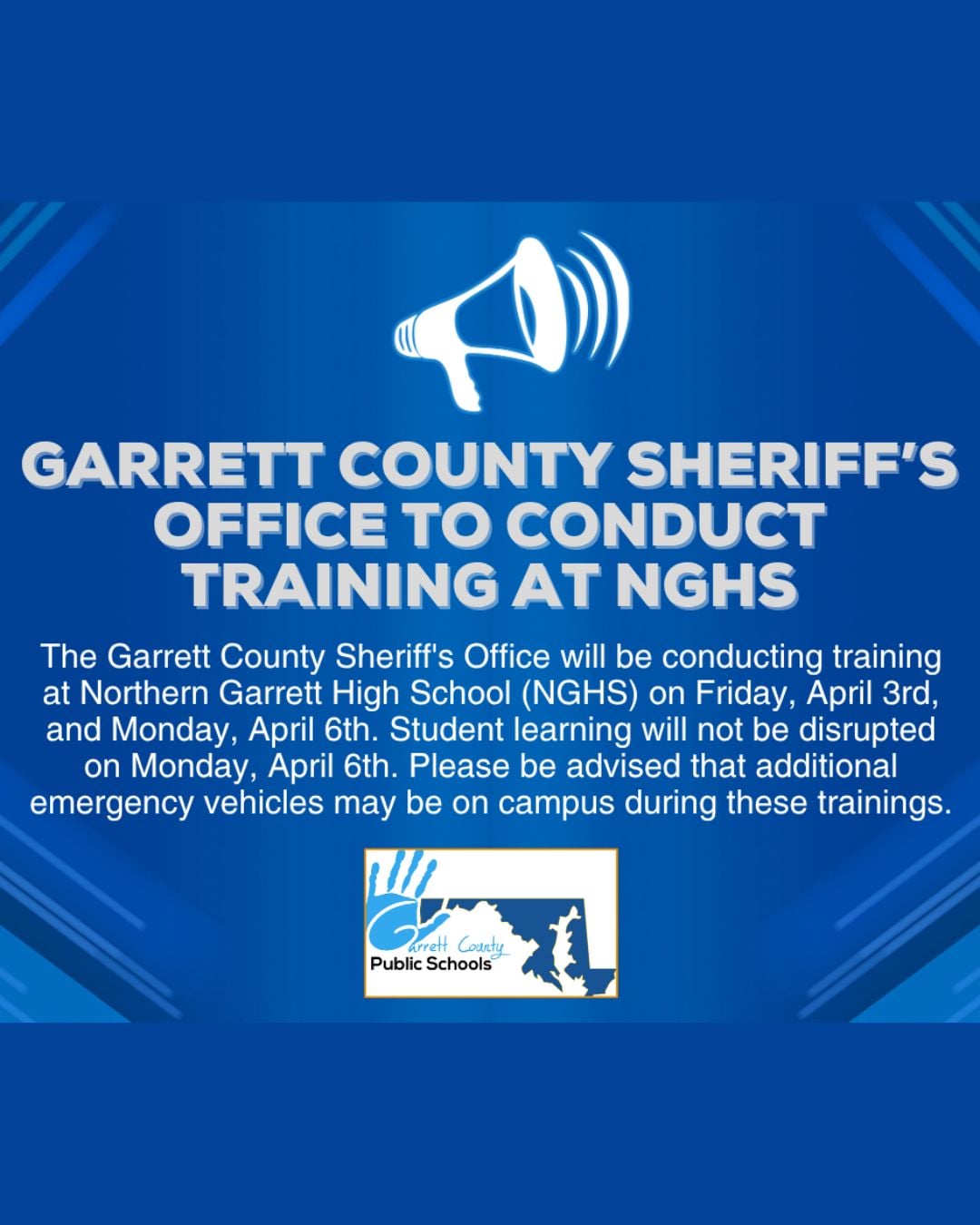 Garrett County Sheriff’s Office to Conduct Training at NGHS