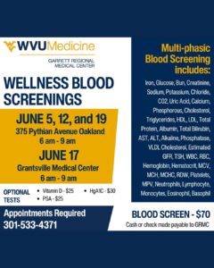 Garrett Regional Medical Center to Offer Wellness Blood Screenings in Oakland, Grantsville