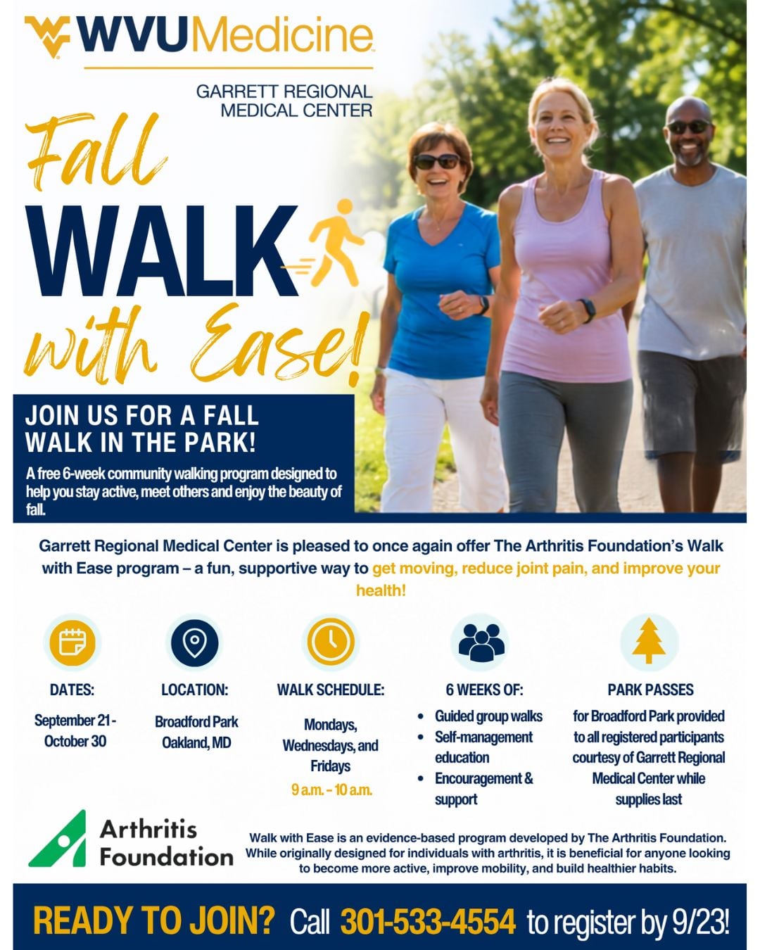Get Moving This Fall with Garrett Regional Medical Center’s Walk with Ease Program