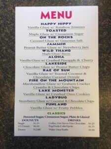 Glazed and Confuzed Donuts Menu