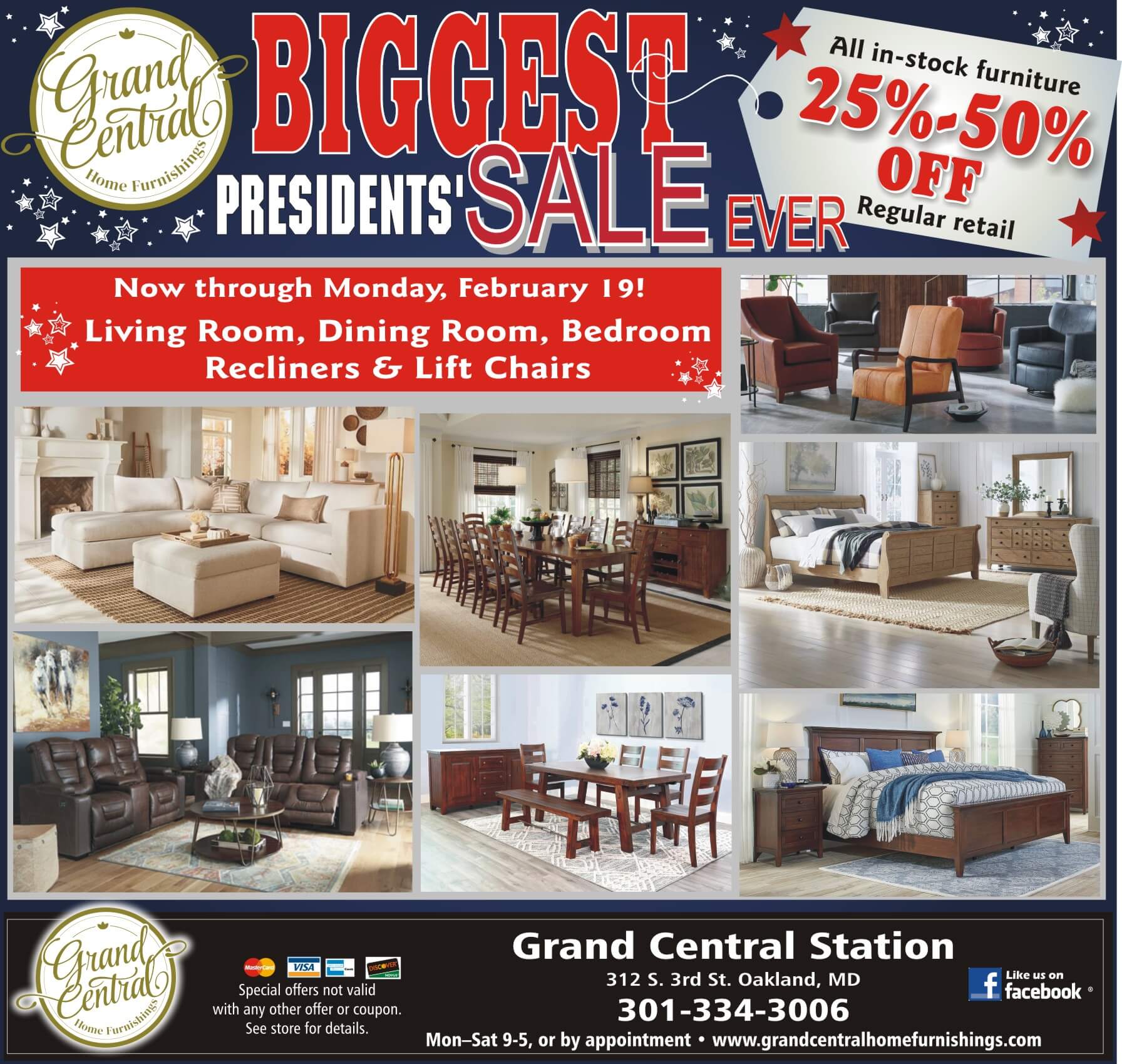 Grand Central Home Furnishings- Biggest Presidents' Sale Ever at Deep Creek Lake, MD
