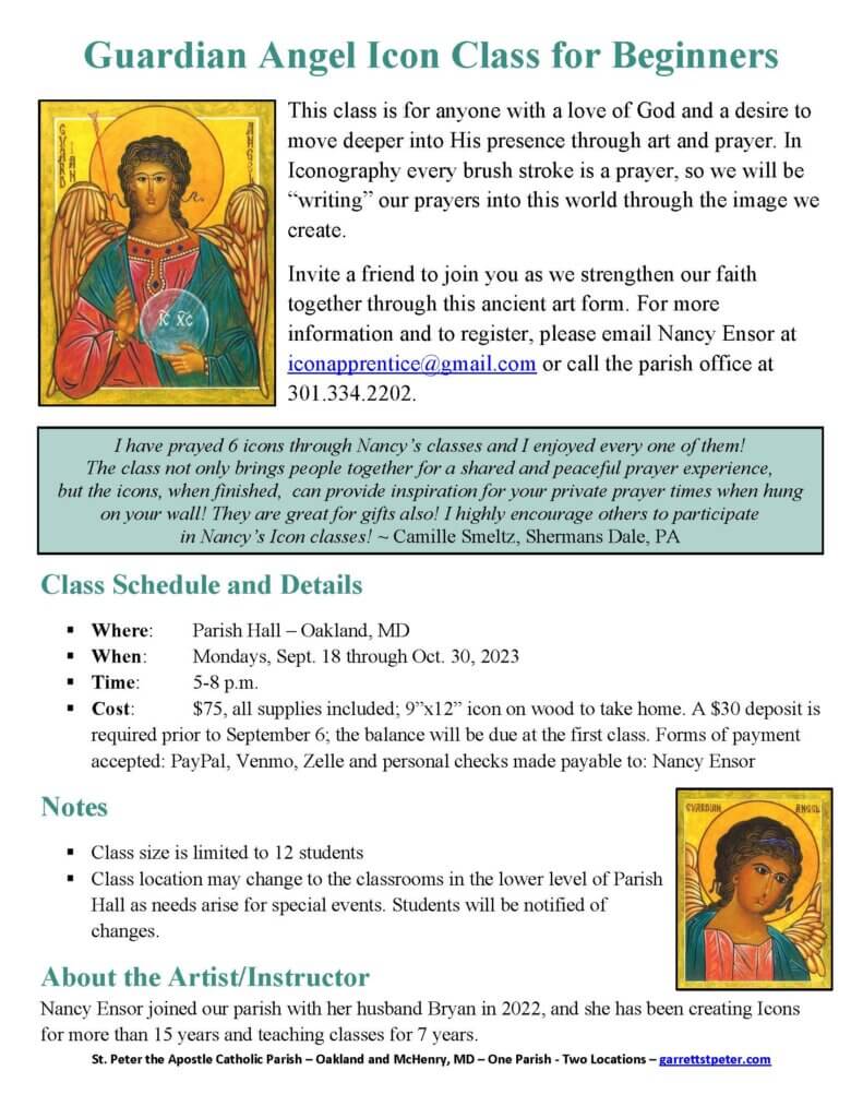 Guardian Angel Icon Class for Beginners at Deep Creek Lake, MD