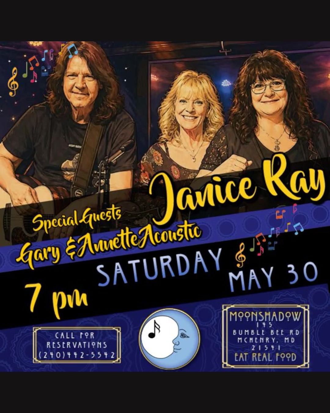 Janice Ray and Special Guests Gary & Annette Acoustic at MoonShadow
