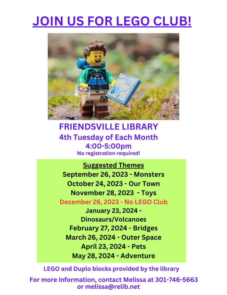 LEGO Club at Friendsville Library Deep Creek Lake, MD