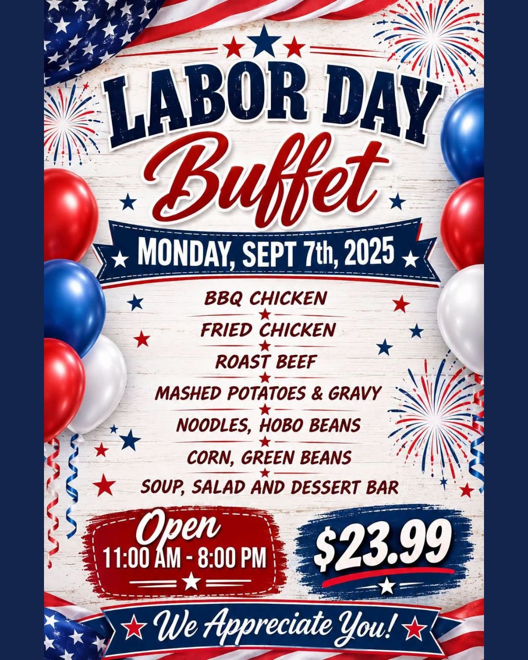 Labor Day Buffet Day at Penn Alps Restaurant & Craft Shop