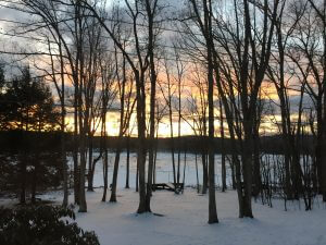 Orange sky through the trees at Deep Creek Lake, MD