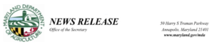 Maryland Department of Agriculture News Release