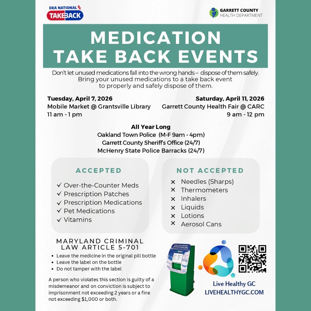 Medication Take Back Events Scheduled Across Garrett County for April (Deep Creek Lake, MD)